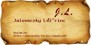 Jaloveczky Lőrinc névjegykártya